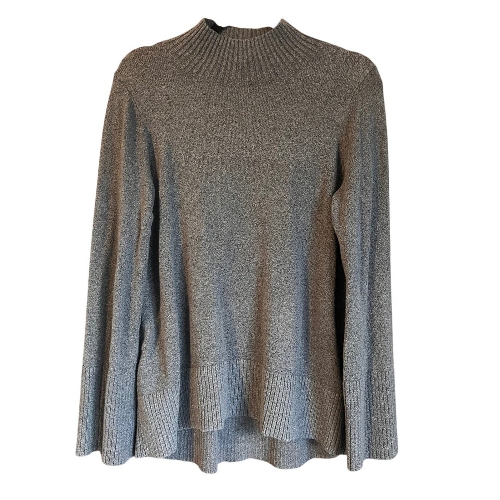 LOFT Womens Gray Turtleneck Ribbed Knit Sweater XL, Capsule Wardrobe,‎ Neutral
